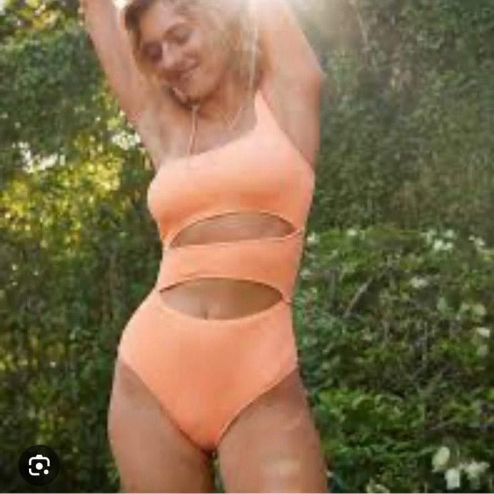 aerie One-Piece Swim Suit in Peach Orange